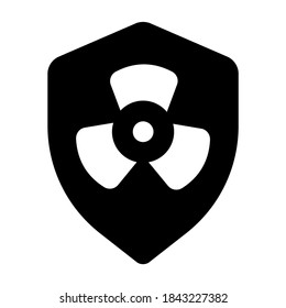 Radion Sign Inside Shield Depicting Nuclear Safety Icon In Solid Vector 