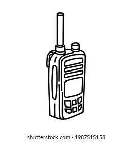 Radiophone is Part of Broadcasting Activities Hand Drawn Vector Icon Set.