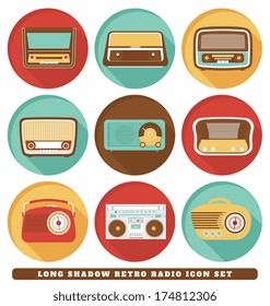 Radios - Long Shadow Retro Icon Set