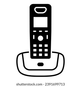 Radiotelephone solid icon, office equipment concept, phone vector sign on white background, radiotelephone glyph style for mobile concept and web design. Vector graphics