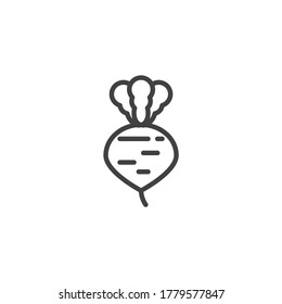 Radieschen, Rübenwurzelsymbol. lineares Stilzeichen für mobiles Konzept und Webdesign. Rübengemüse, Vektorsymbol. Symbol, Logo-Abbildung. Vektorgrafik