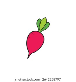 a radish with bold color fill and no outlines vec