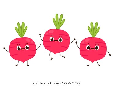 Radish cartoon vector. Radish character design.
