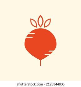 Radish cartoon vector. Radish on cream background. Radish icon vector.