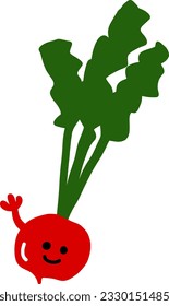 radish character colored flat illustration vector iconHands can move.