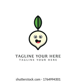 Radish Character Mascot .Fruit & Vegetables icon logo Design Vector.