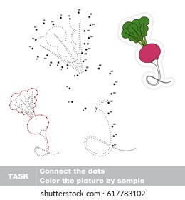 Radish. Dot to dot educational game for kids.