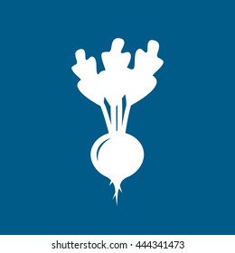 Radish Flat Icon On Blue Background