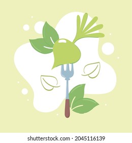 radish fresh organic in fork