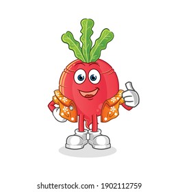 radish go on vacation character. cartoon mascot vector