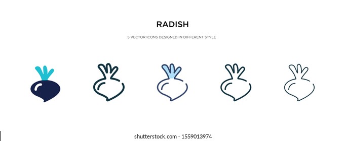 radish icon in different style vector illustration. two colored and black radish vector icons designed in filled, outline, line and stroke style can be used for web, mobile, ui