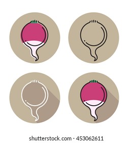 Radish icon in different styles