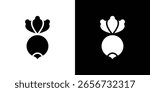 Radish icon in flat black solid vector set