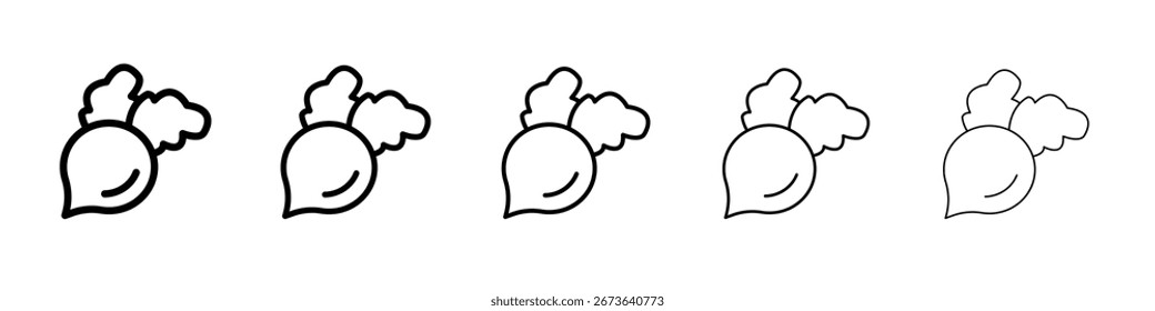 ícone de rabanete plano ilustração definir logotipo