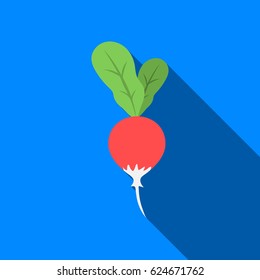 Radish icon flate. Singe vegetables icon from the eco food flate.