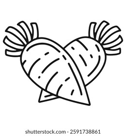 radish icon with line art style