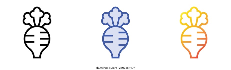 radish icon. Linear, Blue Fill and Gradient Style Design Isolated On White Background