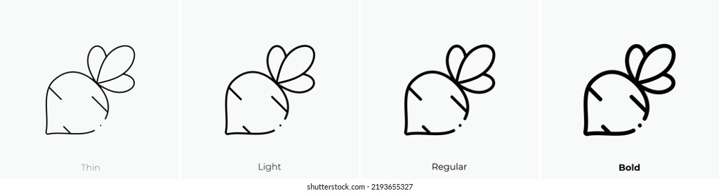 radish icon. Thin, Light Regular And Bold style design isolated on white background