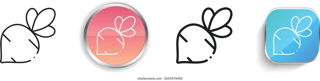 radish icon. Thin Linear, Regular and Button Style Design Isolated On White Background