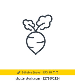 Radish Icon / Vector - In Line / Stroke Design