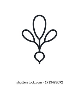 Radish icon. Vector linear icon, contour, shape, outline isolated on a white background. Thin line. Modern minimalistic design. Vegetables
