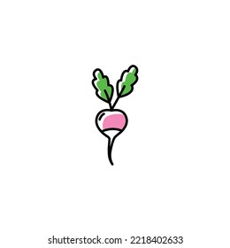 Radish icon vector. Linear schematic illustration of root vegetable. May be used as logo. Freshness, organic, vegan concepts