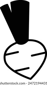 a Radish icon in white and black style.