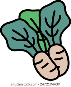 a Radish icon in white and black style.