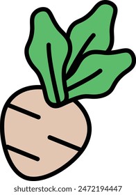 a Radish icon in white and black style.