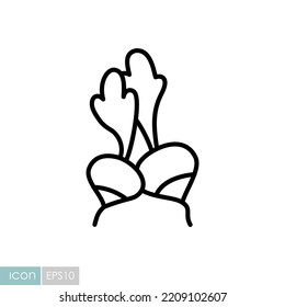 Radish isolated design vector icon. Vegetable sign. Graph symbol for food and drinks web site, apps design, mobile apps and print media, logo, UI