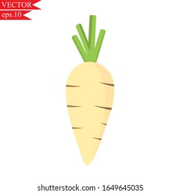 Radish isolated on white background.Vegetable flat icon design.Using for clipart ,logo.Vector eps 10.Illustration.