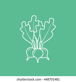 Radish Line Icon On Green Background
