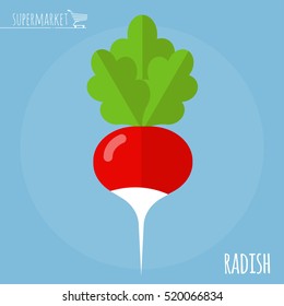 Radish.  Long shadow flat design vector icon.