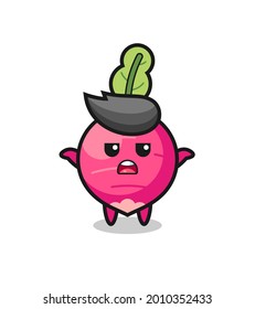 radish mascot character saying I do not know , cute style design for t shirt, sticker, logo element