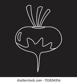 Radish outline icon vector illustration for design and web isolated on black background. Radish vector object for labels logos and advertising