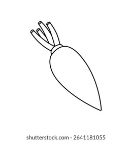 Radish outline symbol. Fresh organic vegetable. Natural vegetarian food. Healthy eating. Vector illustration