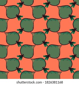 Rotes Muster, nahtloses Muster auf orangefarbenem Hintergrund.