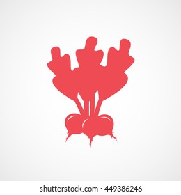 Radish Red Flat Icon On White Background
