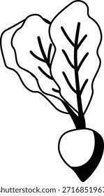 Radieschen Rotes Gemüse Mono Schatten Illustration