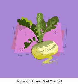 Ilustração da raiz de rabanete. Vegetal, terra, crescimento, comida. Conceito de agricultura. A ilustração vetorial pode ser usada para tópicos como jardim, cozinha, cozinhar