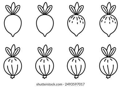 Radieschen-Wurzel-Umriss-Skizze Botanisches Design