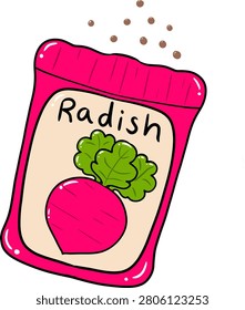 Radish Seed Packet Cartoon Illustration