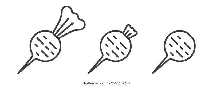 Radish simple icon. Outline style. Isolated On White Background