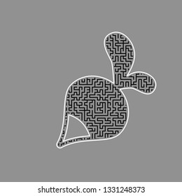 Radish simple sign. Vector. Black maze filled icon with white border at gray background.