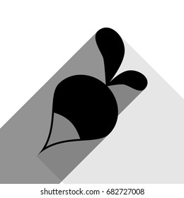 Radish simple sign. Vector. Black icon with two flat gray shadows on white background.