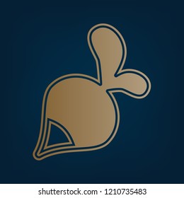 Radish simple sign. Vector. Golden icon and border at dark cyan background.