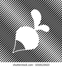 Radish simple sign. Vector. Icon. Hole in moire background.