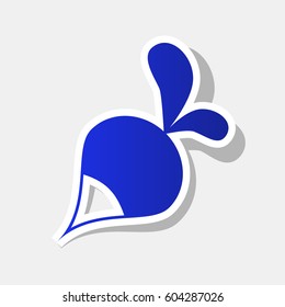 Radish simple sign. Vector. New year bluish icon with outside stroke and gray shadow on light gray background.