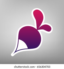 Radish simple sign. Vector. Purple gradient icon on white paper at gray background.