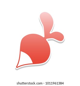 Radish simple sign. Vector. Reddish icon with white and gray shadow on white background. Isolated.